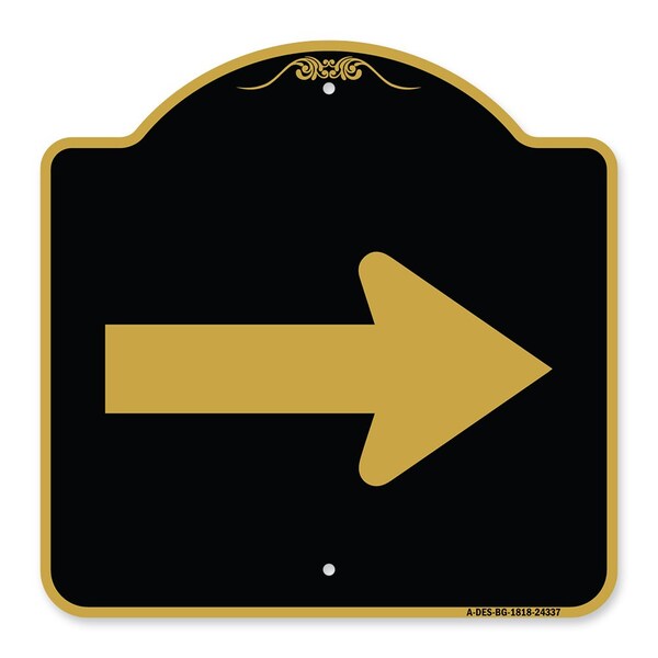 Signmission Designer Series Sign-Arrow Green, Black & Gold Aluminum Architectural Sign, 18" x 18", BG-1818-24337 A-DES-BG-1818-24337 - main